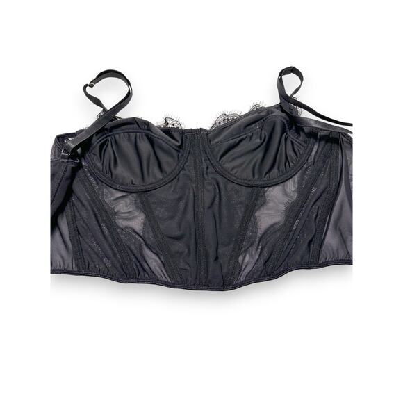 Dealmore Black Floral Lace Bustier Top Approx size Medium - Picture 9 of 10